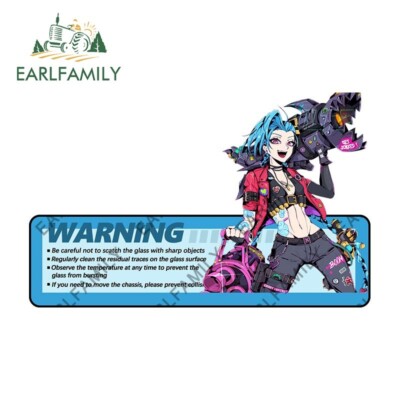 EARLFAMILY 5.1'' Anime Arcane JinX Warning Car Stickers Bumper Vinyl Decals