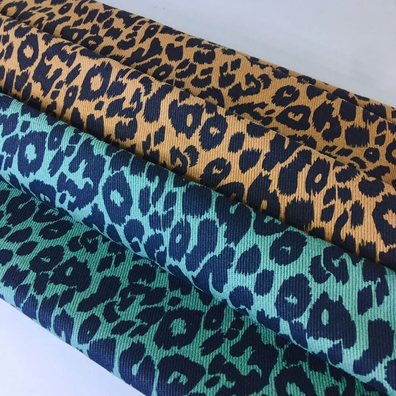 DIY Leopard Print Washed Denim Fabric Cloth Jean Cloth Sewing Clothes Crafting