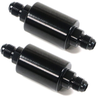 2PCS Universal -6AN Inline Fuel Filter High Flow 100 Micron Cleanable AN6 6AN