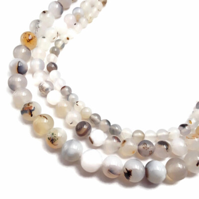 Dendritic Montana Agate Smooth Round Beads 4mm 6mm 8mm 10mm 15.5'' Strand