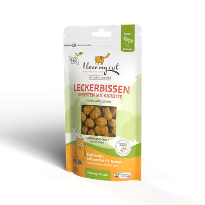 I Love my Cat Freeze-Snack für Katzen mit Insekten + Karotte 25 g