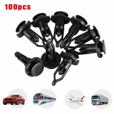 Retainer Bumper Clips 9mm Plastic Black 100pcs Car Auto Parts Accessories