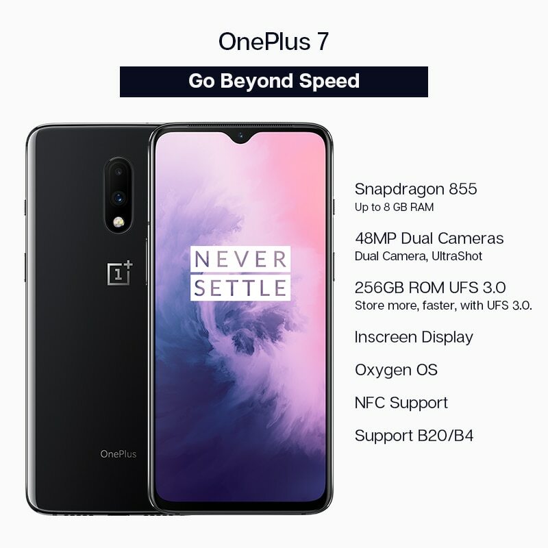 OnePlus 7 noir - 256GB ROM / 8GB RAM - 6.5'' - Dual SIM - android 9 smartphone 