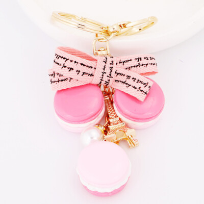 New Macaron Cake Cute Tower Keychains Women's Fashion Handbag Key Ring Key Chain