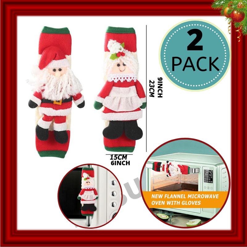 Kitchen Christmas Ornaments Fridge Oven Handle Cover Mr Santa And