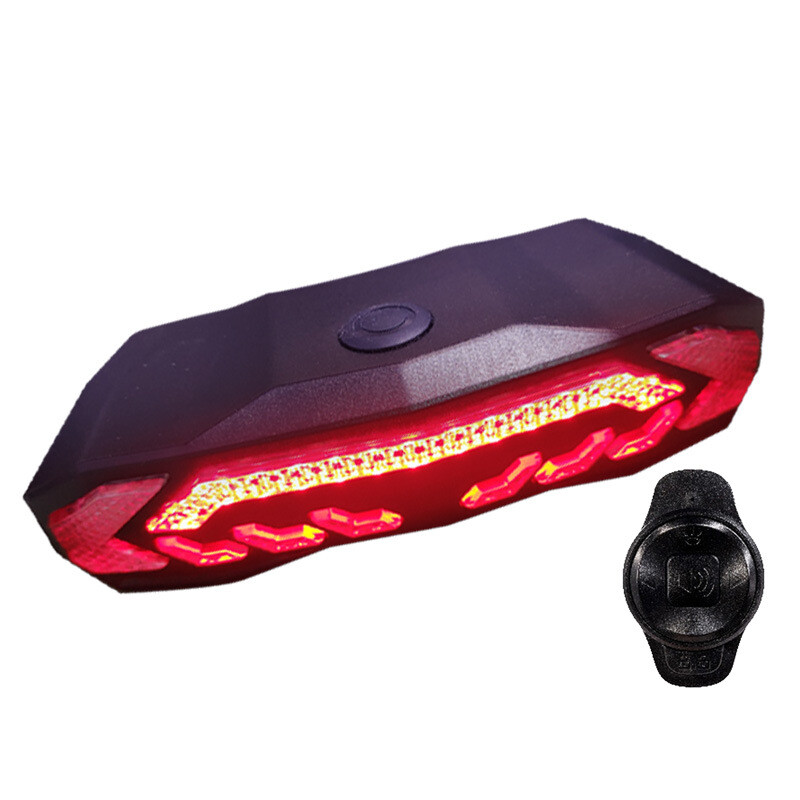 Smart Bike Tail Light LED USB Turn Signals Rear Bicycle Alarm w/ Remote Control/