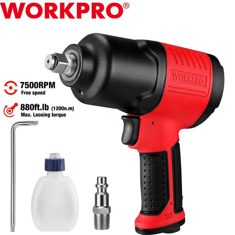 WORKPRO 1/2inch Drive Air Impact Wrench Pneumatic Impact Wrench 880ft.lb 7500RPM