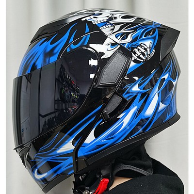 DOT Bluetooth Modular Motorcycle Helmet Dual lens Flip UP Helmets+Safe Led Light