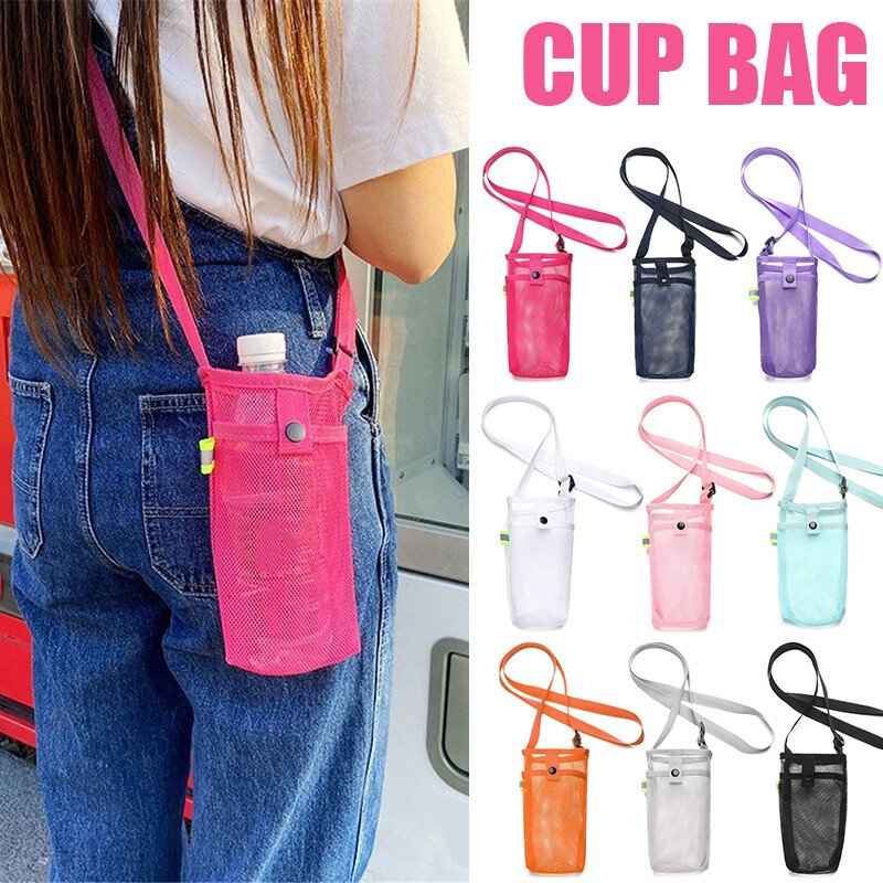 New 1pc Sport Water Bottle Cover Mesh Cup Pouch Phone Bag Cup Sleeve With G