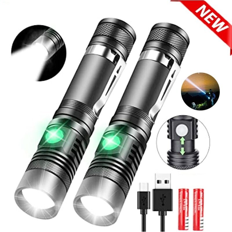 LED Flashlight USB Zoomable Rechargeable Aluminum Shock Resistant Bicycle Lamp