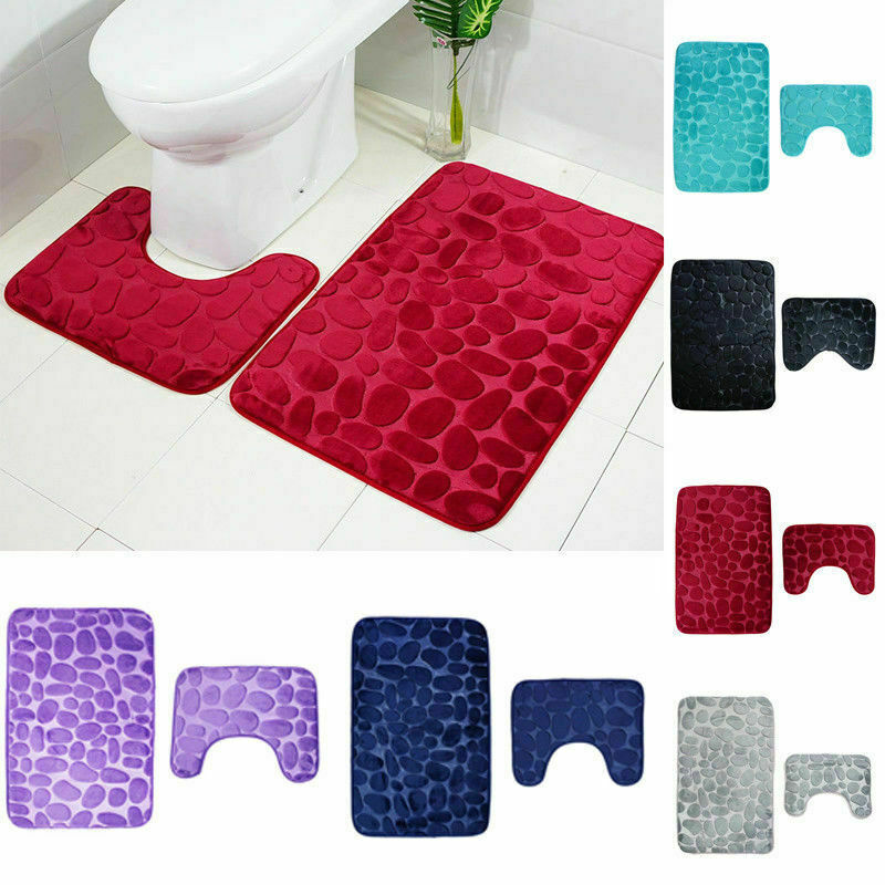 2 Teilig Badgarnitur Badezimmer Set Badvorleger Teppiche WC Dusch Bade