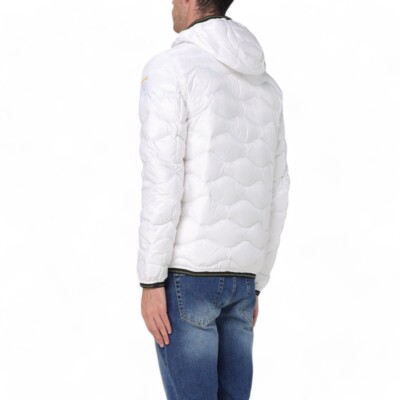 Pre-owned Blauer Men's  Onda Wawe Glossy Nylon Puffer Jacket White Ai24