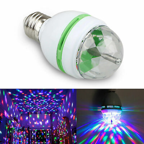 E27 RGB Crystal Ball Auto Rotating LED Stage Light Bulb Disco Party Bulb Lamp 3W