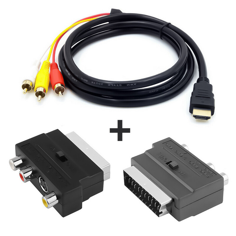 1080p DMI Male S-video to 3 RCA AV Audio Cable W/SCART To 3 RCA Phono Adapter C