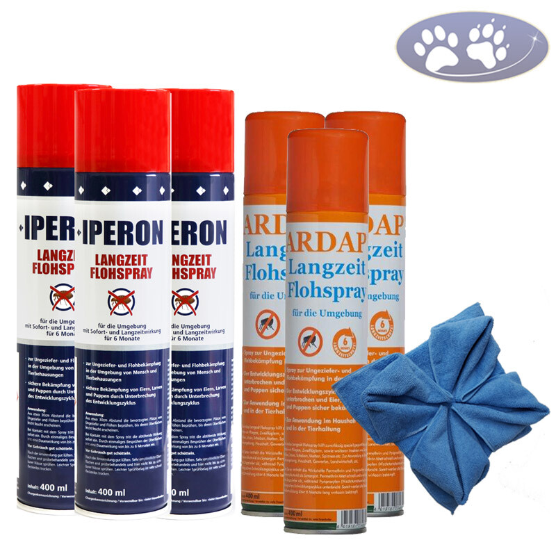 3 x 400 ml IPERON® Flohspray + 3 x 400 ml Ardap Flohspray Flöhe