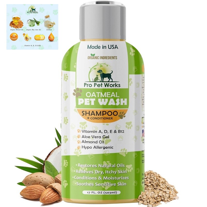 Oatmeal Shampoo and Conditioner for Dogs Organic Moisturizer Itchy Dry Skin 17oz