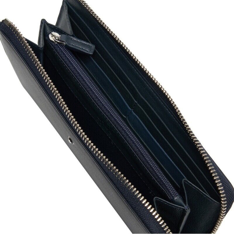 Pre-owned Montblanc Meisterstück Genuine Leather 12cc Long Wallet Purse Men With Zipper In Black