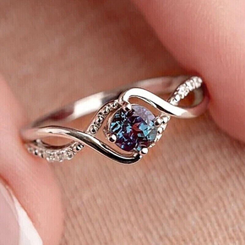 2Ct Round Lab Created Alexandrite  Women's Engagement Ring 14K White Gold Plated