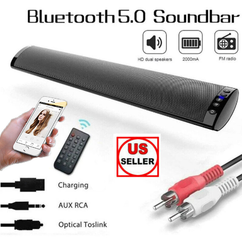 Wireless BT TV Sound Bar Home Theater Dual Speaker Subwoofer Soundbar w/Remote