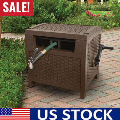 175ft Hose Hideaway Garden Reel Storage Box Bin Resin Container Outdoor Holder  