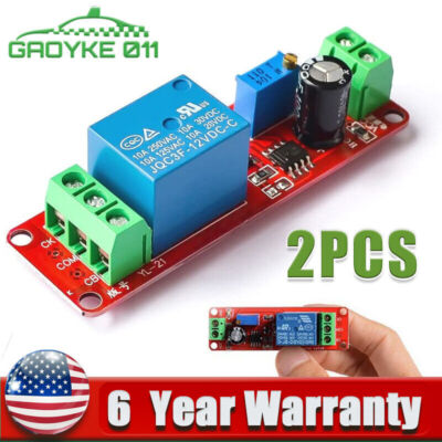 2PCS NE555 DC12V Adjustable Time Delay Relay Timer Switch Module Shield 0~10S