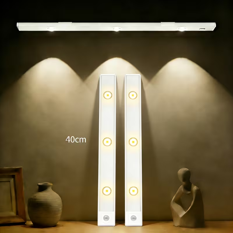 2 Pack 10in Under Cabinet LED Lights Rechargeable Motion Sensor Kitchen Closet L