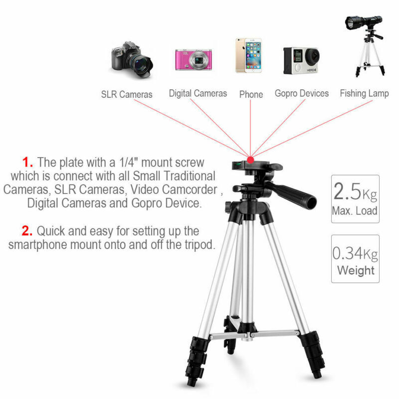 Professional Camera/Video Tripod Stand for Cell Phone DSLR Camera Camcorder