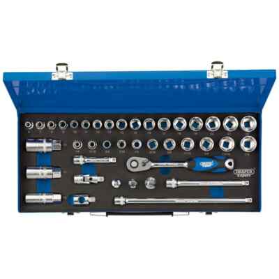 Draper Expert 3/8in Drive 40 Piece Metric & AF Socket Set in a Metal Case 16472