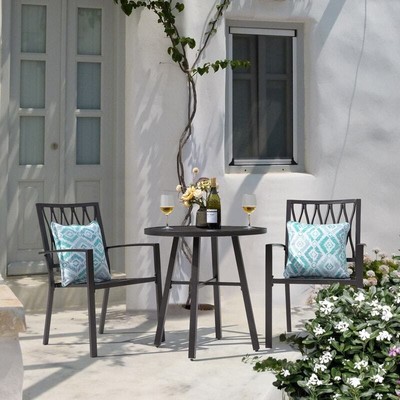 Outdoor 3-Piece Bistro Set, Iron Finish, Black Black