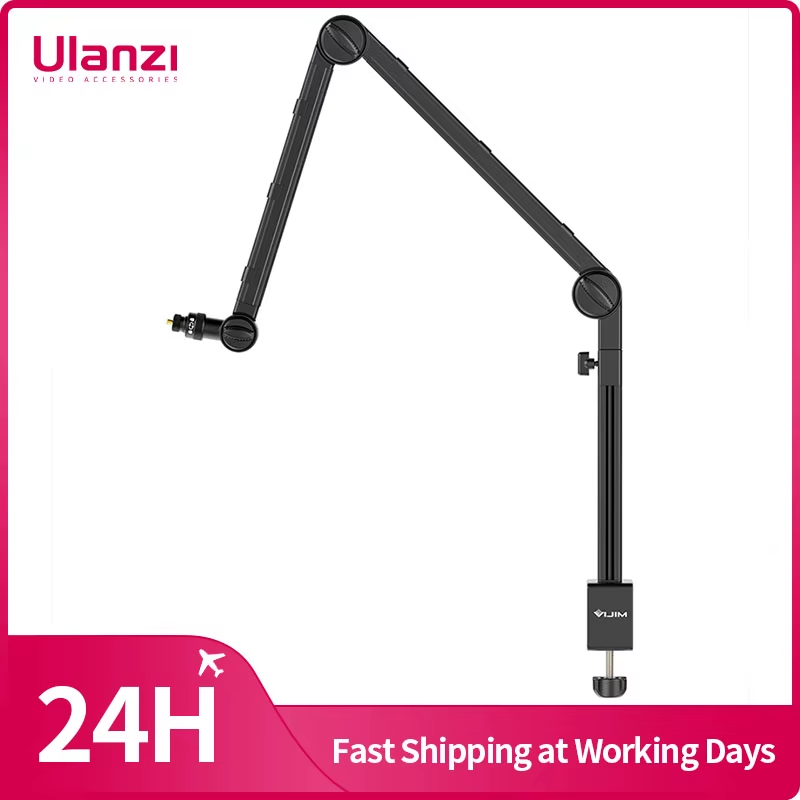 Desktop Microphone Boom Arm Stand Extend 1/4'' 3/8'' 5/8'' Screw 90° Hover Brack