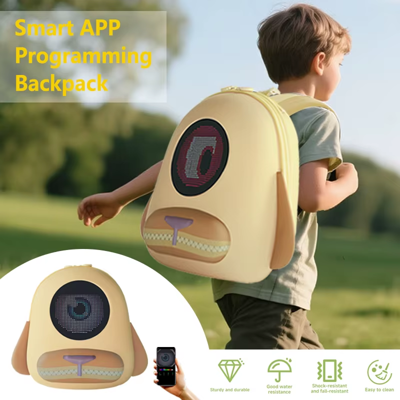 Children's backpack Glowing Eyes Backpack Girls' school backpack LED Display Hol