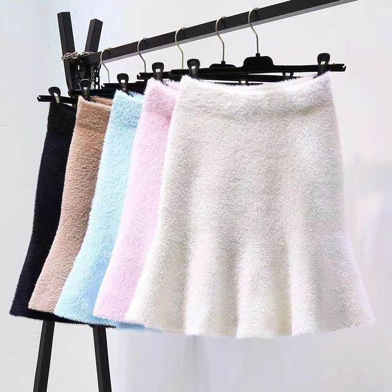 Femme Fille Fausse Fourrure Jupe Courte Trapèze Taille Haute Mini Plissé