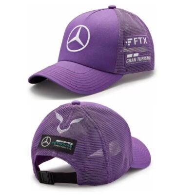 Men's Cap Hat Baseball Adjustable Mercedes Benz AMG Petronas Black/White Solid