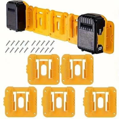 Yellow 5 Pack Dewalt Battery Mount Holders for 14.4V 18V 20V 60V Lithium