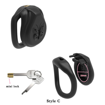 2025 NEW 3D Print Super Small Flat Cage Male Chastity Device Mini Lock 4 Rings