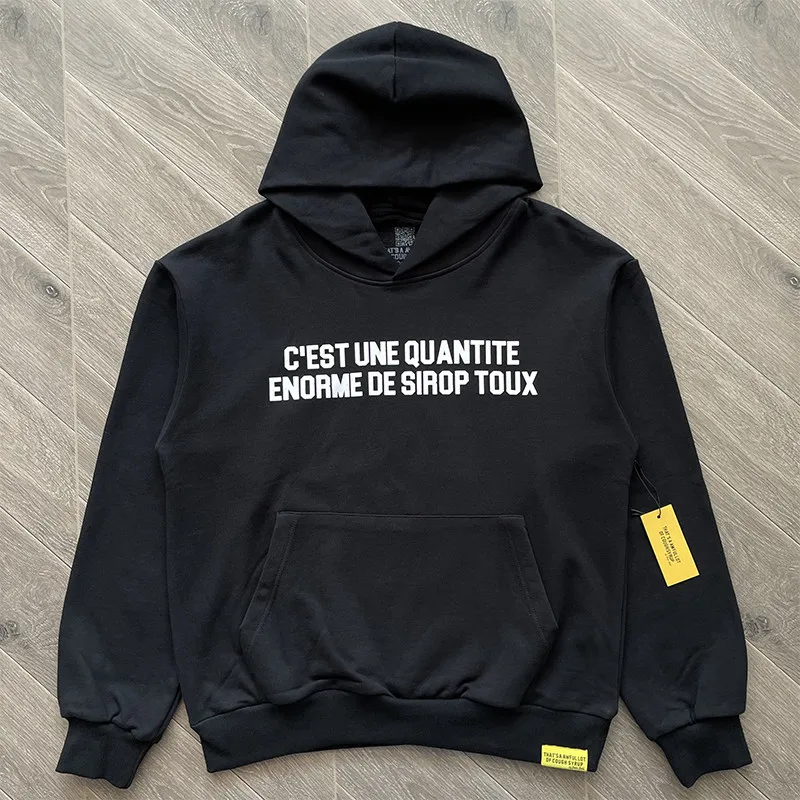 That's A Awful Lot Of Cough Syrup Paris Black Hoodie Mens Cotton Hooded Pullover