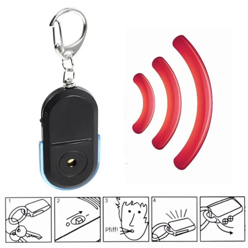 Wireless Anti-Lost Alarm Key Finder Locator Keychain Whistle Sound LED Light