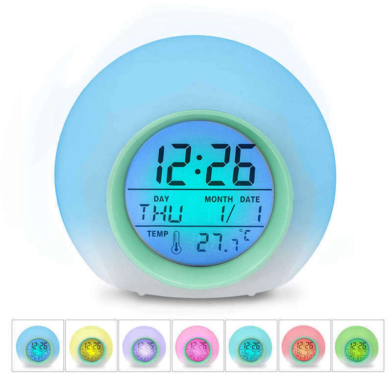 Sfera LED Orologio Sveglia Digitale Cambia Colore Display Allarme Data wis
