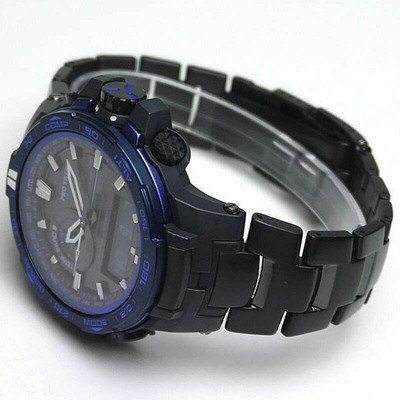 Pre-owned Casio Pro Trek Prw-6000syt-1d Triple Sensor Black Titanium Alarm Compass Watch