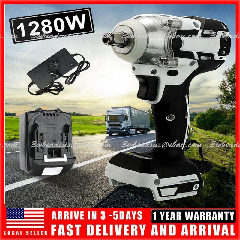 18V Electric Torque Impact Wrench Cordless Brushless Gun For Makita w/ 2 Battery