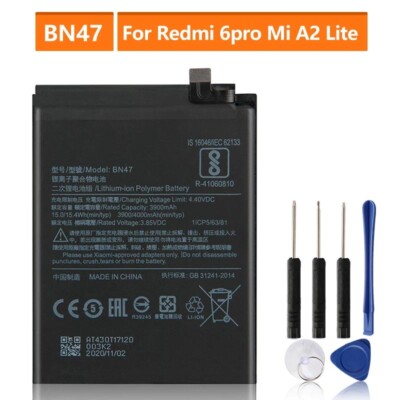 New Replacement Battery For Xiaomi Mi A2 Lite Redmi 6 Pro BN47 M1805D1SG 4000mAh