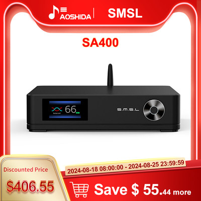 SMSL SA400 Bluetooth 5.0 NJW1195 Chip Preamp XLR/RCA/BT Input Power Amplifier