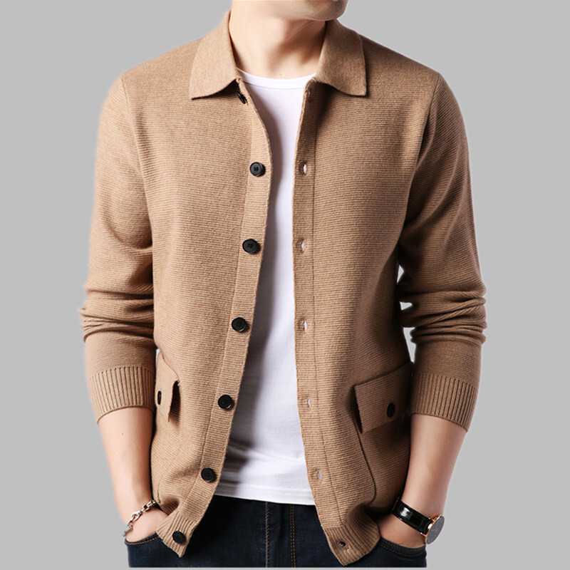 Uomo Maglia Giacca Cardigan Casual Slim Maglione Bavero Cappotto Caldo Invernale