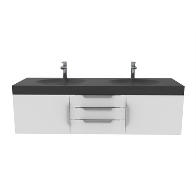 Thames 60'' W x 19'' D x 17.75'' H Wall-Mounted Double Bathroom White Vanity