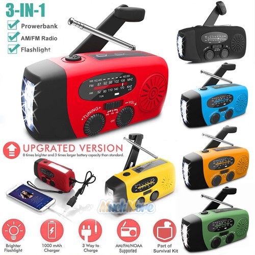 Emergency Solar Hand Crank Dynamo AM/FM/WB/NOAA Weather Radi