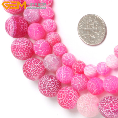 Natural Assorted Frosted Matte Gemstone Round Loose Jewelry Making Beads 15'' DIY