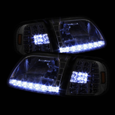 1997-2003 Ford F150 Expedition LED Headlights+LED Corner Signal Lights Lamps Set