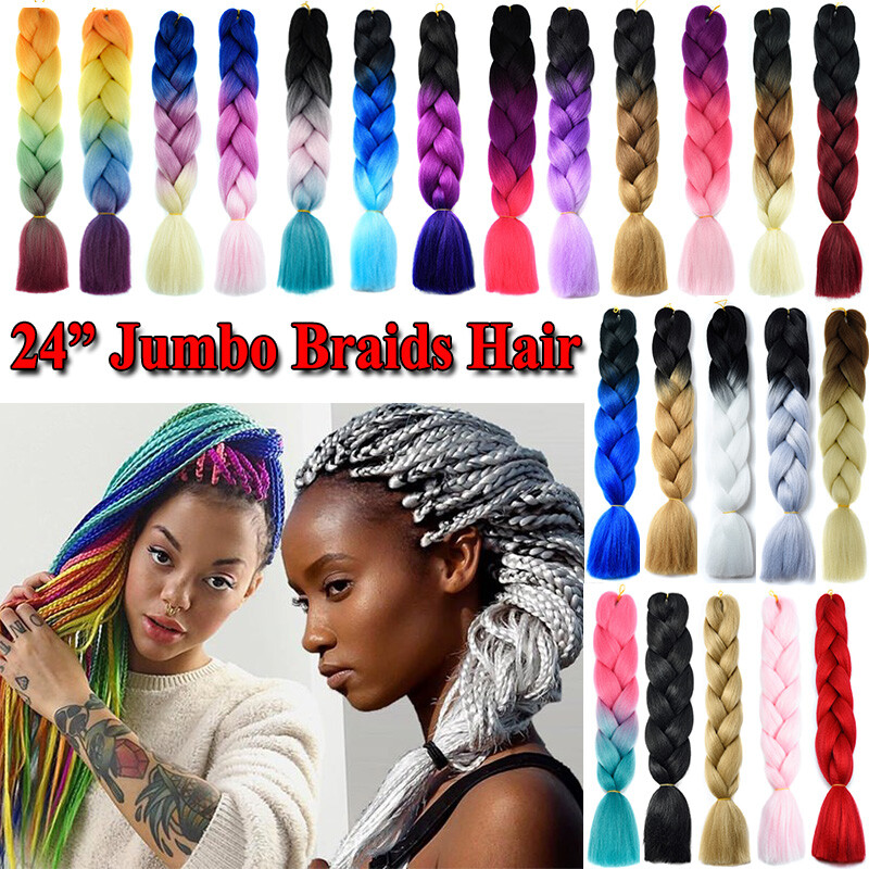 24 Ombre Black Burgundy Kanekalon Jumbo Synthetic Braiding Hair