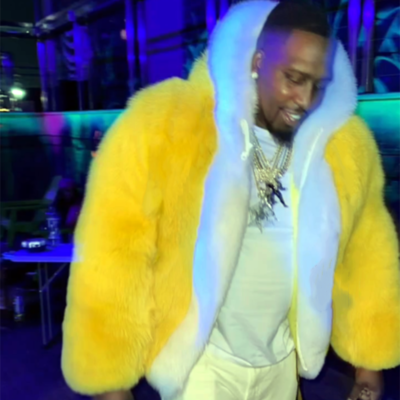 Yellow fur coat men sale