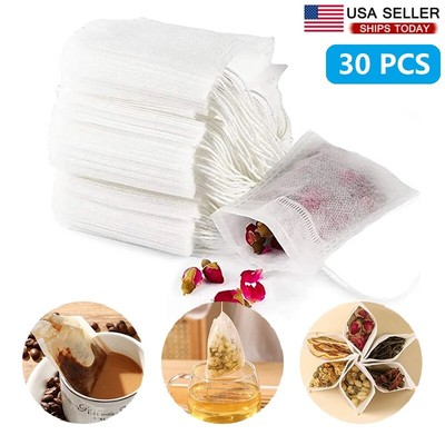 30PCS Filter Bag Disposable Drawstring Tea Filter Bag Safe Natural Filter Bag US